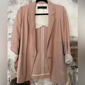 Zara basic blazer in a flattering rose